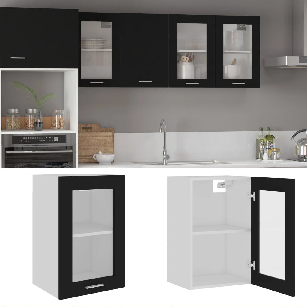 vidaXL Ντουλάπι Κρεμαστό με Τζάμι Lyon Μαύρο 40x31x60εκ. από