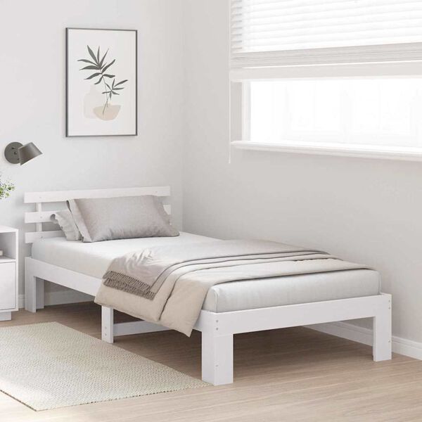 vidaXL Σκελετός Κρεβατιού Λευκό 75 x 190 cm Μασίφ ξύλο πεύκου