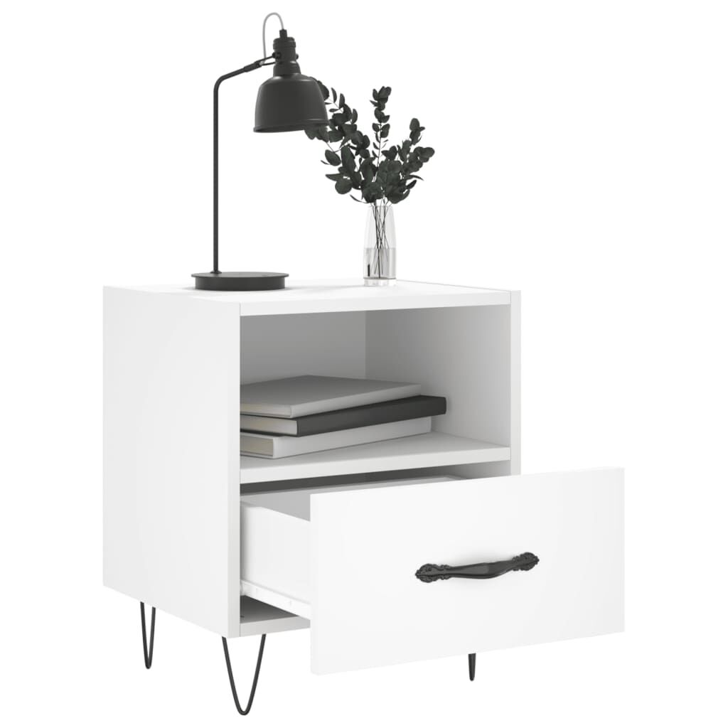 vidaXL Κομοδίνα 2 τεμ. Λευκά 40 x 35 x 47,5 εκ. από Επεξεργασμένο Ξύλο