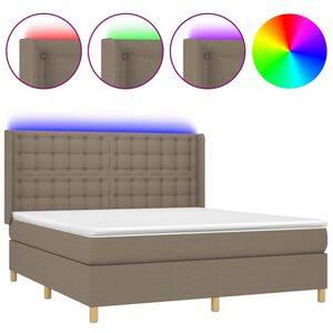 vidaXL &Kappa;&rho;&epsilon;&beta;ά&tau;&iota; Boxspring &mu;&epsilon; &Sigma;&tau;&rho;ώ&mu;&alpha; & LED Taupe 180x200 &epsilon;&kappa;. &Upsilon;&phi;&alpha;&sigma;&mu;ά&tau;&iota;&nu;&omicron;