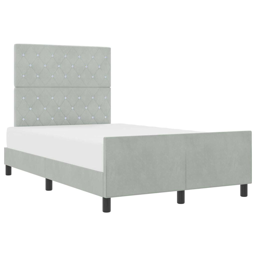 vidaXL Σκελετός Κρεβατιού Ανοιχτό γκρι 120 x 190 cm Βελούδο