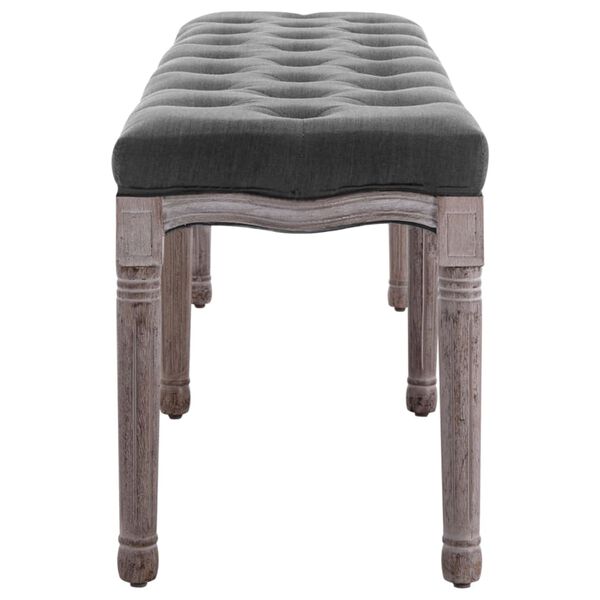 vidaXL Ταμπουρέ Σκούρο Γκρι 150 x 40 x 48 εκ. από Λινό και Μασίφ Ξύλο