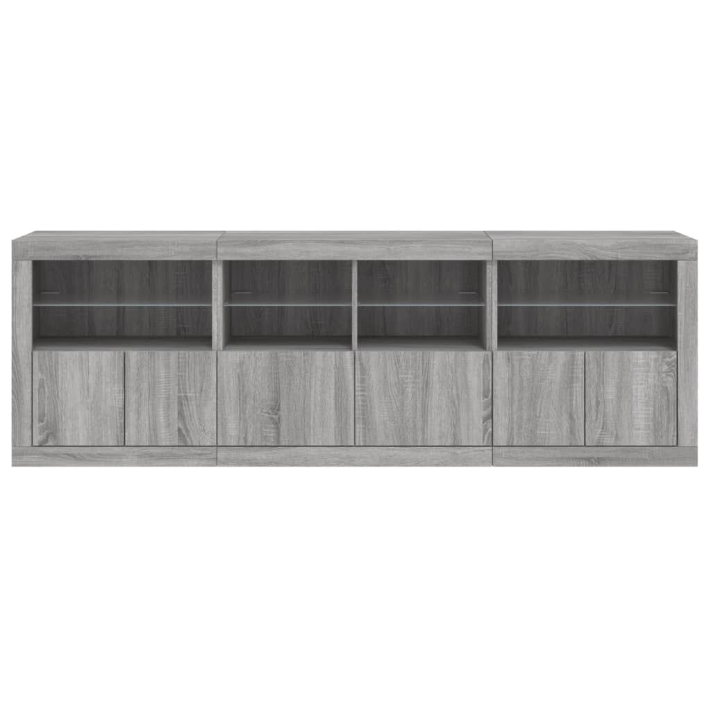 vidaXL Μπουφές με LED Γκρι Sonoma 202 x 37 x 67 εκ.