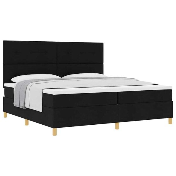 vidaXL Κρεβάτι με ελατήρια με στρώμα Μαύρο 200 x 200 cm ύφασμα