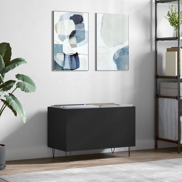 vidaXL Δισκοθήκη Μαύρη 74,5 x 38 x 48 εκ. από Επεξεργασμένο Ξύλο