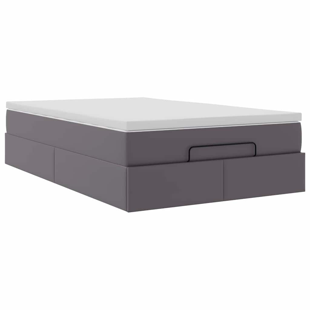 vidaXL Οθωμανικό κρεβάτι με στρώμα Γκρι 120x200cm Faux Leather