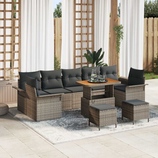 vidaXL Σετ Καναπέ Κήπου 10 pcs Γκρι συνθετικό ρατάν