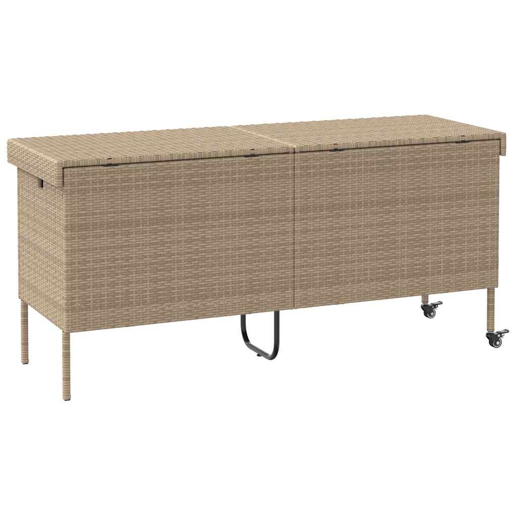 vidaXL Κουτί Αποθήκευσης Κήπου με Ρόδες 160x55x75 εκ. Συνθετικό Ρατάν