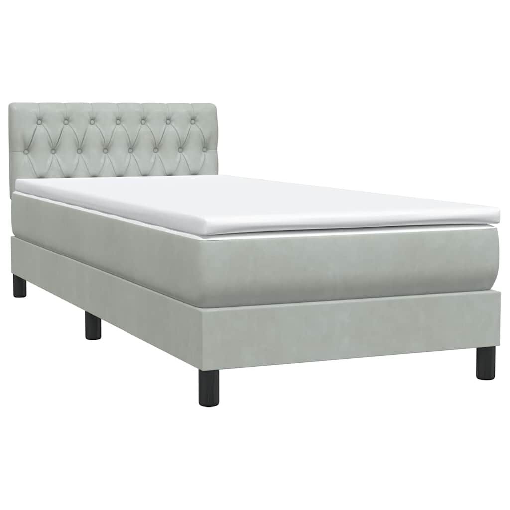 vidaXL Box Spring κρεβάτι με στρώμα ανοιχτό γκρι 80x220 cm Βελούδινο
