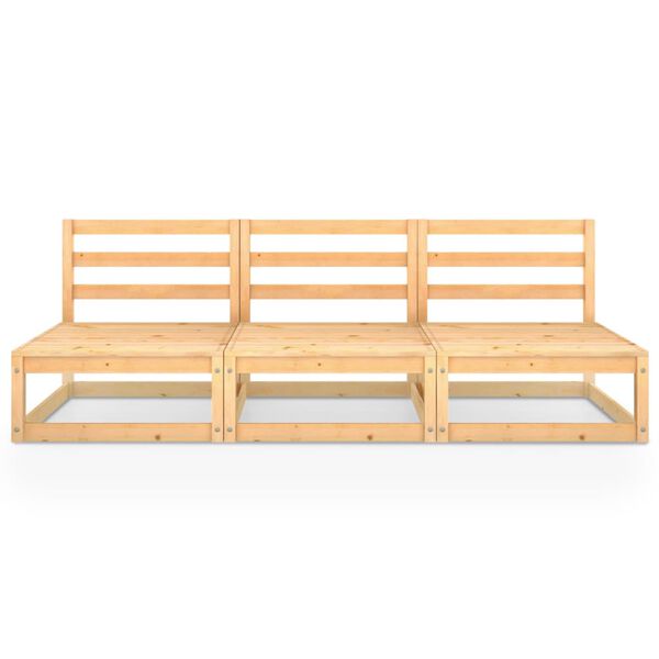 vidaXL Καναπές Κήπου Τριθέσιος από Μασίφ Ξύλο Πεύκου