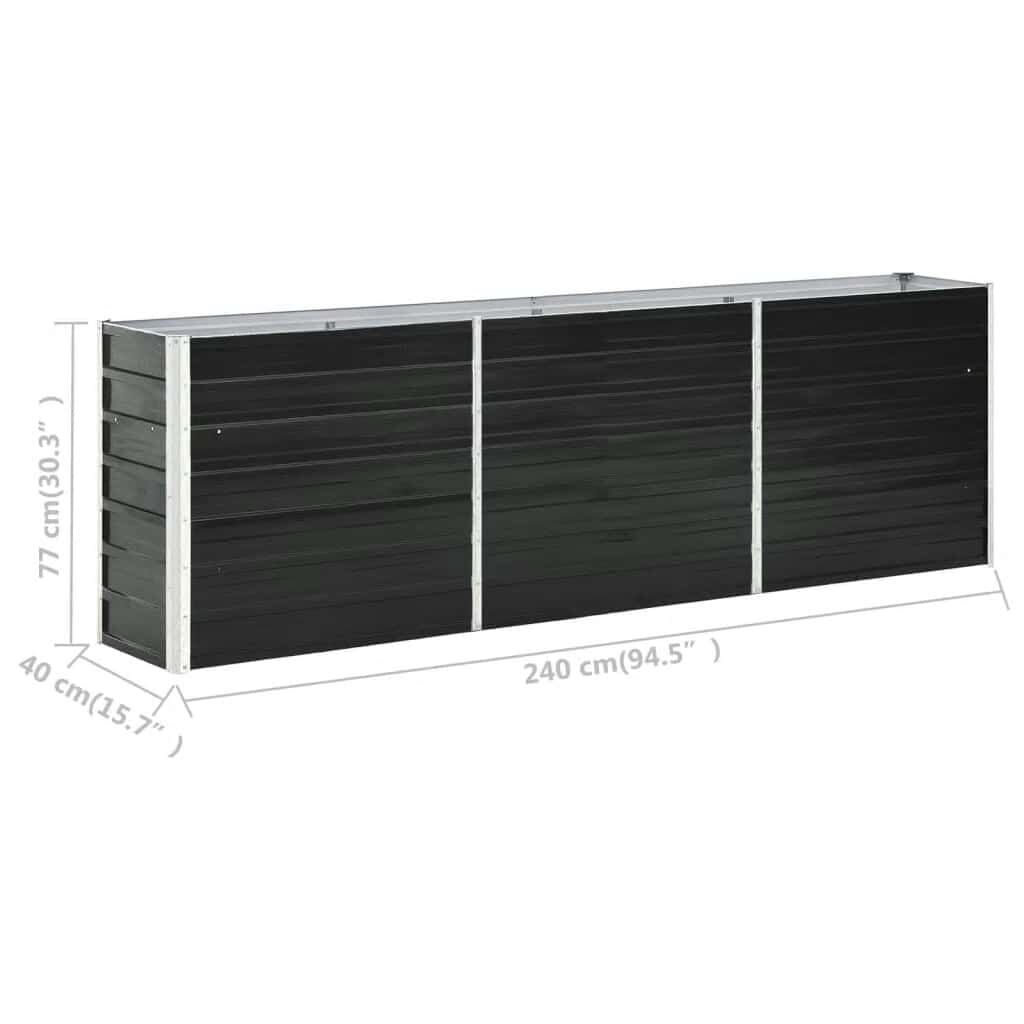vidaXL Ζαρντινιέρα Υπερυψωμένη Ανθρακί 240x40x77 εκ. Γαλβαν. Χάλυβας