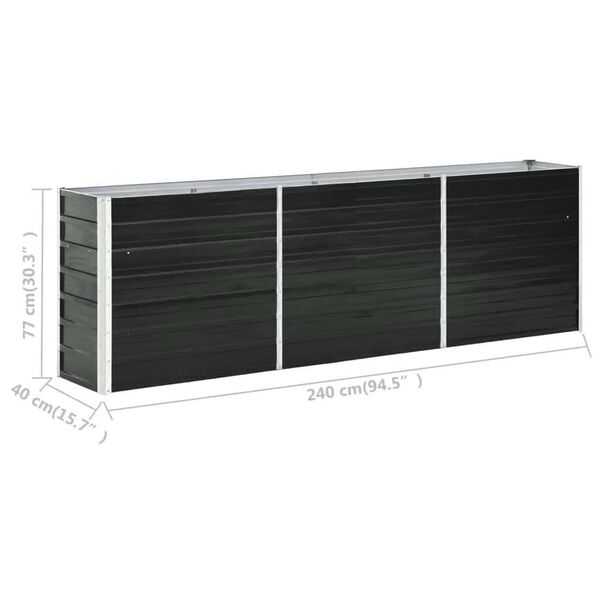 vidaXL Ζαρντινιέρα Υπερυψωμένη Ανθρακί 240x40x77 εκ. Γαλβαν. Χάλυβας