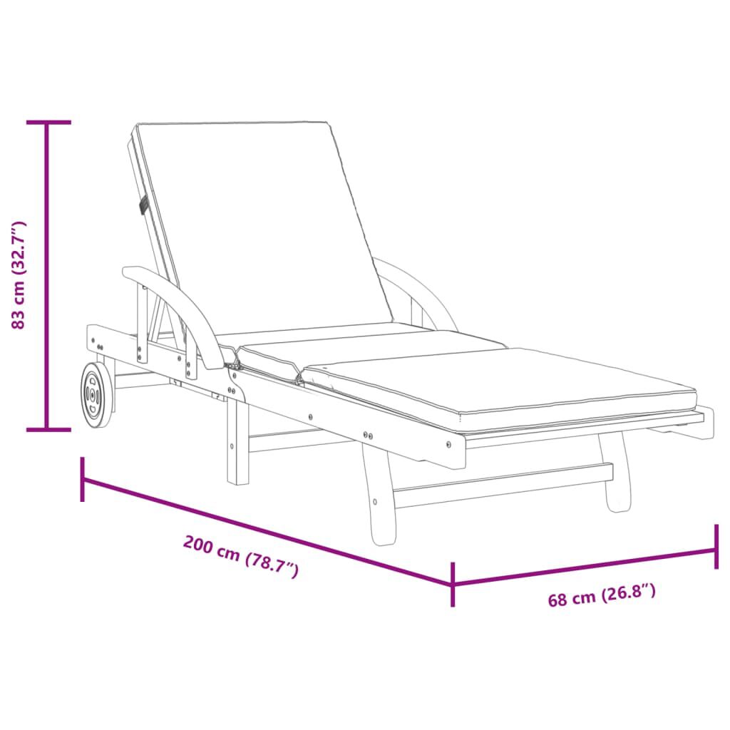 vidaXL Ξαπλώστρες με Μαξιλάρια 2 τεμ. 200x68x83 εκ. Μασίφ Ξύλο Ακακίας