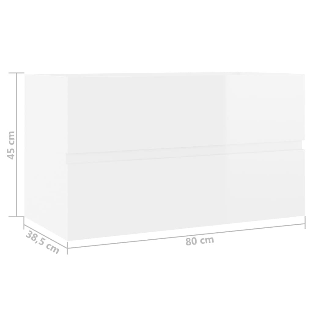 vidaXL Ντουλάπι Νιπτήρα Γυαλιστερό Λευκό 80x38,5x45 εκ. από Επεξ. Ξύλο