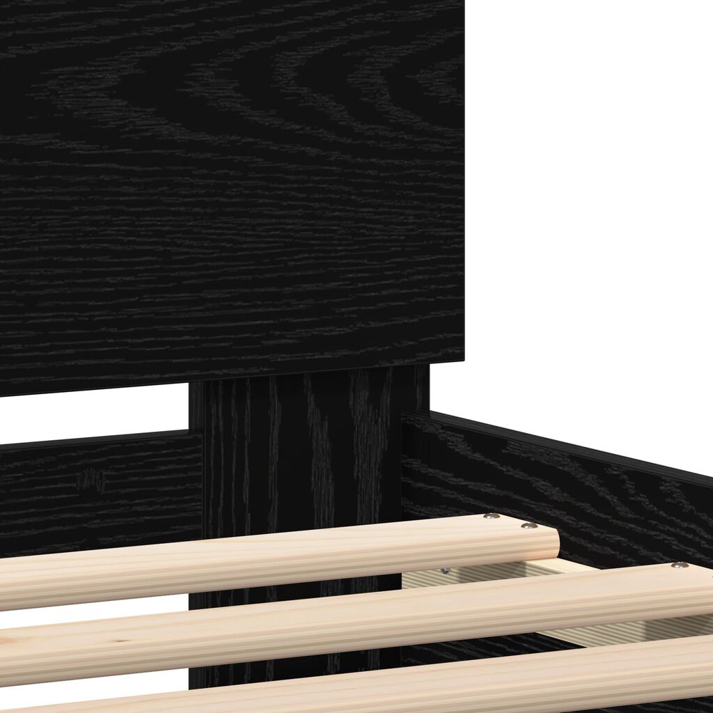 vidaXL Κρεβάτι με LED Φώτα Μαύρης Βελανιδιάς 90x190 εκ. Επεξεργασμένο Ξύλο