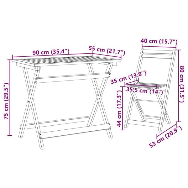 vidaXL Σετ μπιστρό 5 pcs Καφέ Μασίφ ξύλο ακακίας