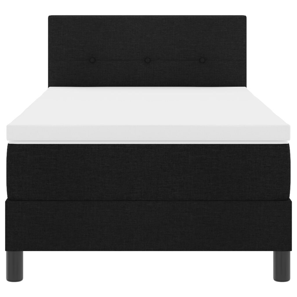 vidaXL Κρεβάτι Box Spring με Ματ ΚΑΙ LED Μαύρο 90x200 εκ Ύφασμα