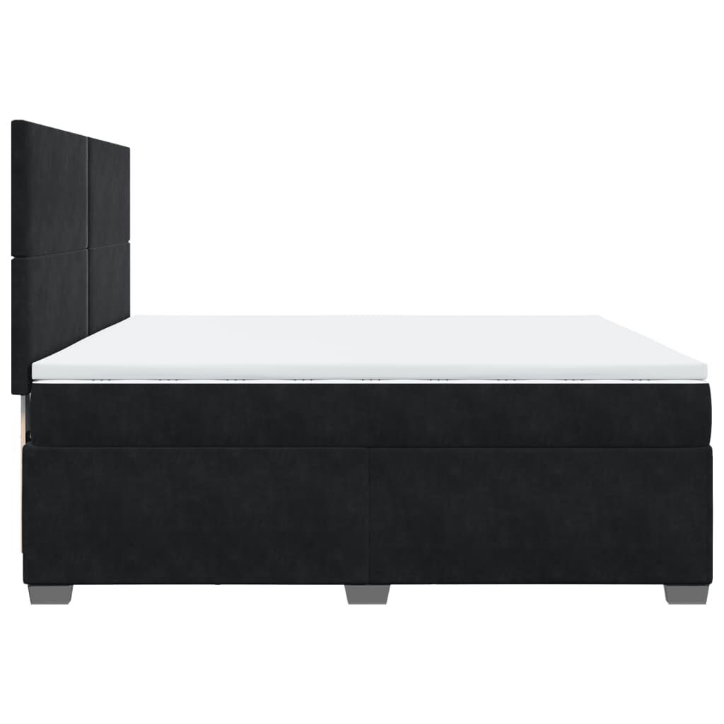 vidaXL Κρεβάτι Boxspring με Στρώμα Μαύρο 200x200 εκ. Βελούδινο