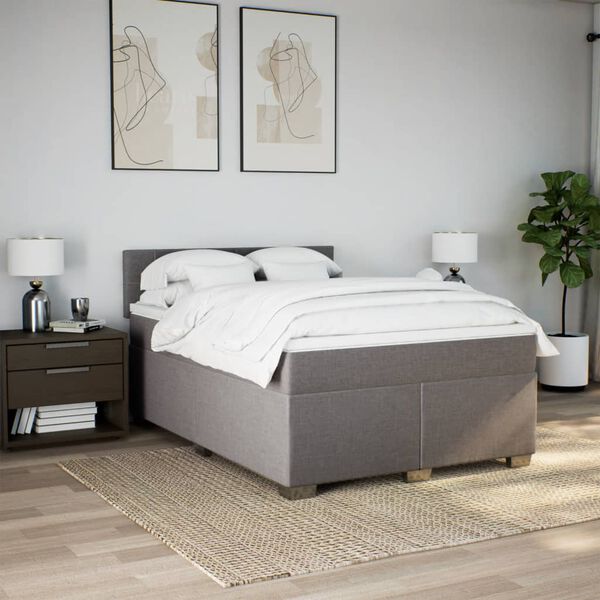 vidaXL &Kappa;&rho;&epsilon;&beta;ά&tau;&iota; Boxspring &mu;&epsilon; &Sigma;&tau;&rho;ώ&mu;&alpha; Taupe 160x200 &epsilon;&kappa;. &Upsilon;&phi;&alpha;&sigma;&mu;ά&tau;&iota;&nu;&omicron;