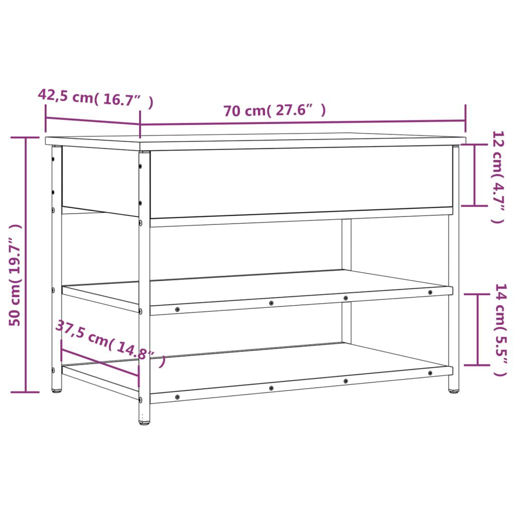 vidaXL Παπουτσοθήκη Sonoma Δρυς 70x42,5x50 εκ. από Επεξεργασμένο Ξύλο