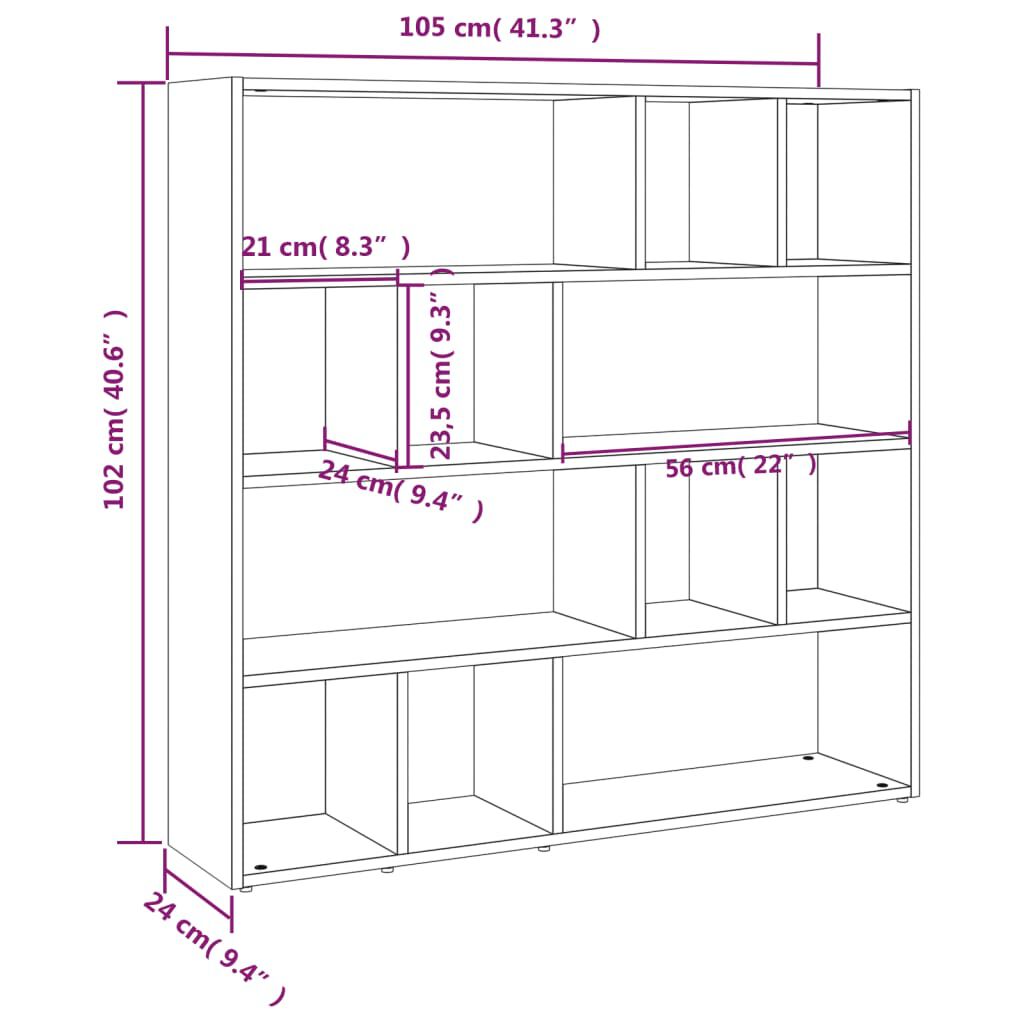 vidaXL Βιβλιοθήκη/Διαχωριστικό Χώρου Sonoma Δρυς 105 x 24 x 102 εκ.