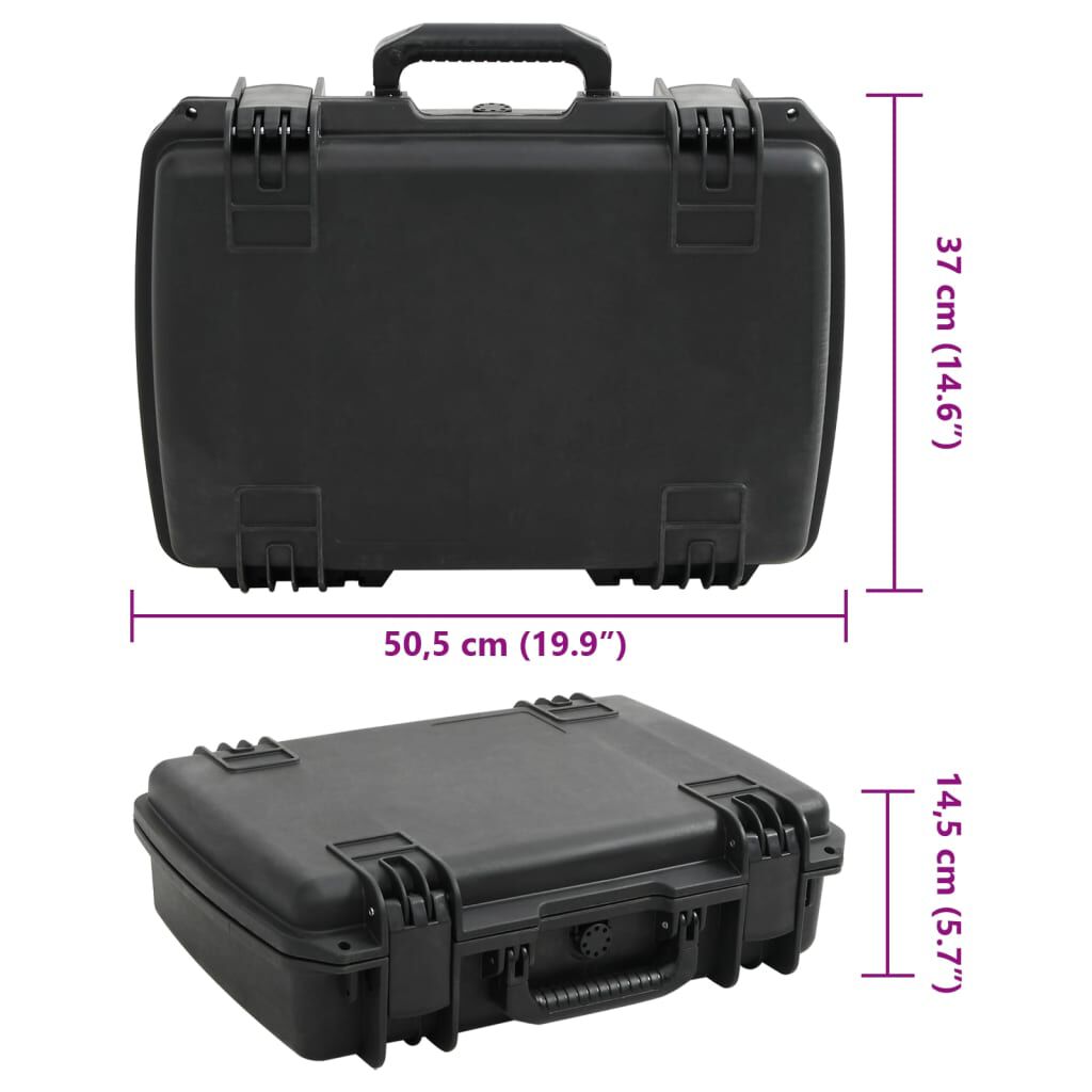 vidaXL Θήκη Πτήσης Φορητή Μαύρη 50,5x37x14,5 εκ. από Πολυπροπυλένιο
