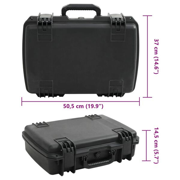 vidaXL Θήκη Πτήσης Φορητή Μαύρη 50,5x37x14,5 εκ. από Πολυπροπυλένιο