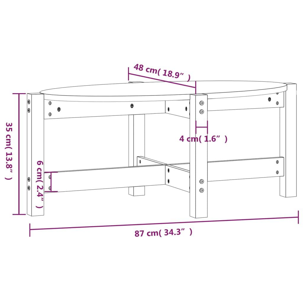 vidaXL Τραπεζάκι Σαλονιού Μαύρο 87x48x35 εκ. από Μασίφ Ξύλο Πεύκου
