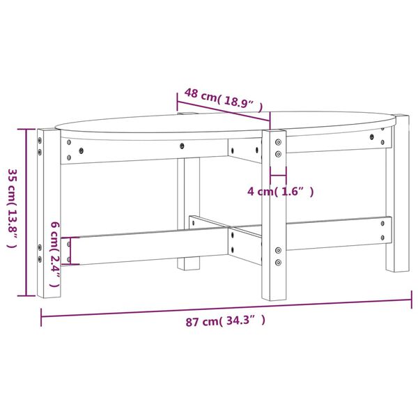 vidaXL Τραπεζάκι Σαλονιού Μαύρο 87x48x35 εκ. από Μασίφ Ξύλο Πεύκου