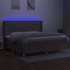 vidaXL Κρεβάτι Boxspring με Στρώμα & LED Taupe 200x200 εκ. Υφασμάτινο