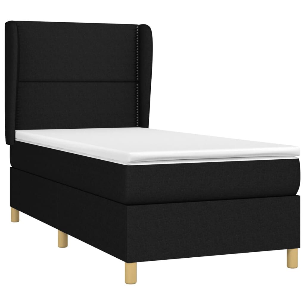 vidaXL Κρεβάτι Boxspring με Στρώμα Μαύρο 80 x 200 εκ. Υφασμάτινο