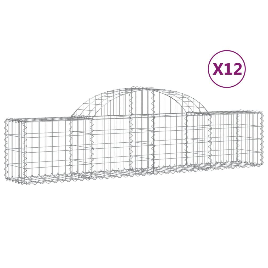 vidaXL Συρματοκιβώτια Τοξωτά 12 τεμ. 200x30x40/60 εκ. Γαλβαν. Ατσάλι