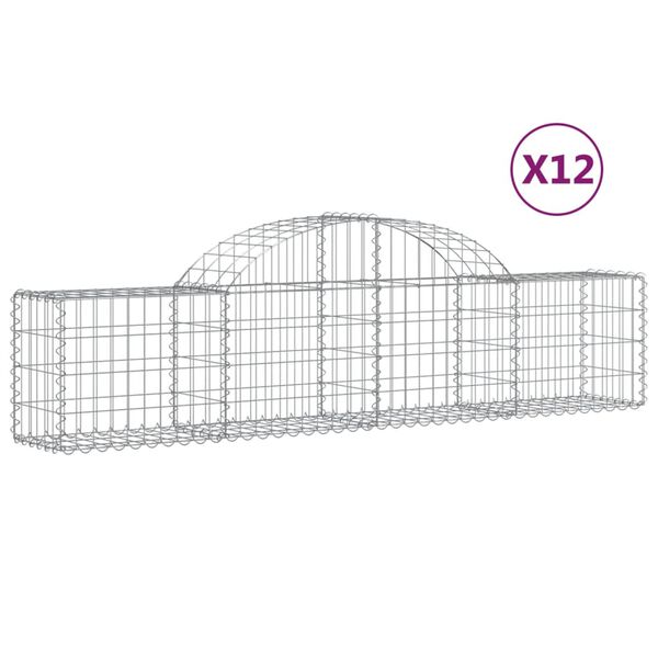 vidaXL Συρματοκιβώτια Τοξωτά 12 τεμ. 200x30x40/60 εκ. Γαλβαν. Ατσάλι