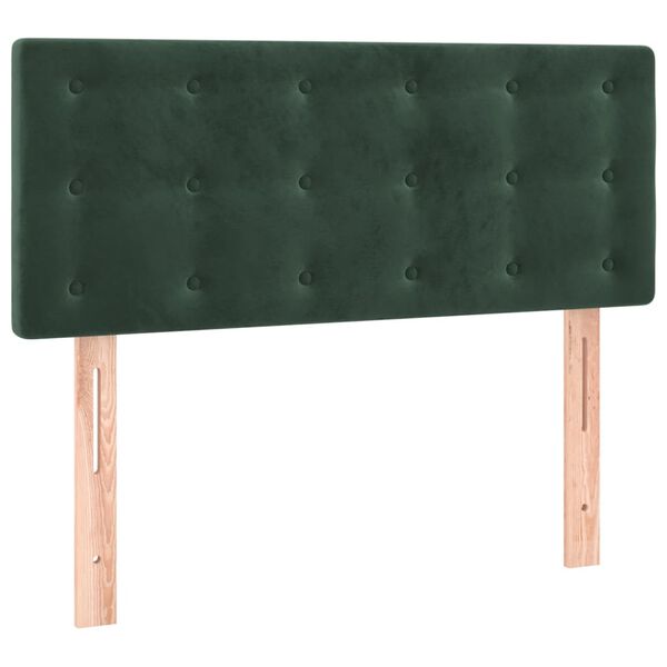 vidaXL Κρεβάτι Boxspring με Στρώμα Σκούρο Πράσινο 100x200εκ. Βελούδινο