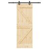 vidaXL Συρόμενη Μεσόπορτα με Μηχανισμό 70 x 210 εκ. Μασίφ Ξύλο Πεύκου
