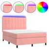 vidaXL &Kappa;&rho;&epsilon;&beta;ά&tau;&iota; Boxspring &mu;&epsilon; &Sigma;&tau;&rho;ώ&mu;&alpha; & LED &Rho;&omicron;&zeta; 140x190 &epsilon;&kappa;. &Beta;&epsilon;&lambda;&omicron;ύ&delta;&iota;&nu;&omicron;