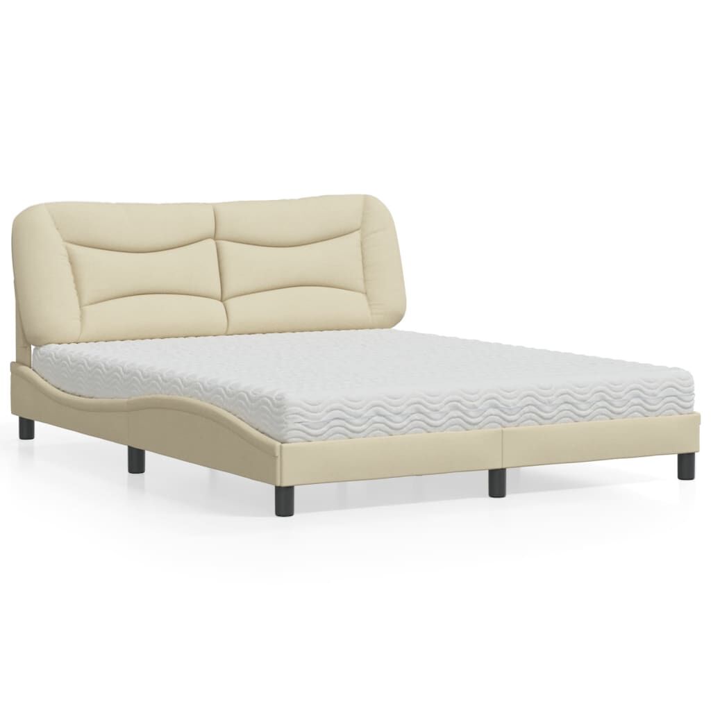 vidaXL Κρεβάτι Κρεμ 160x200 εκ. Υφασμάτινο