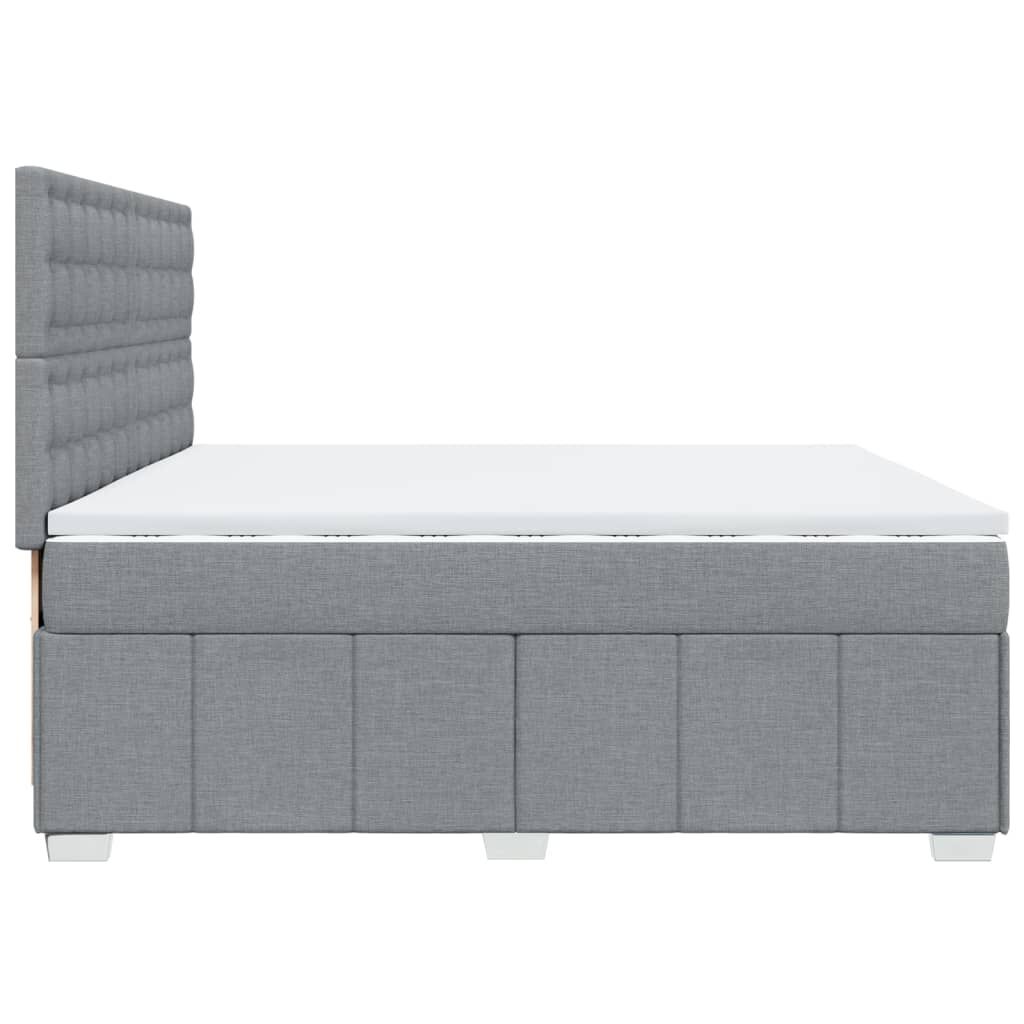 vidaXL Κρεβάτι Boxspring με Στρώμα Ανοιχτό Γκρι 200x200 εκ. Υφασμάτινο