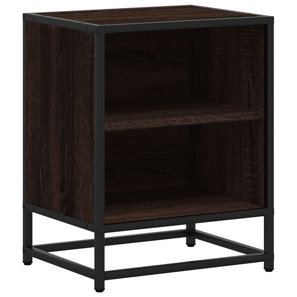 vidaXL Κομοδίνο καφέ δρυς 40x31x50 cm Κατασκευασμένο ξύλο και μέταλλο