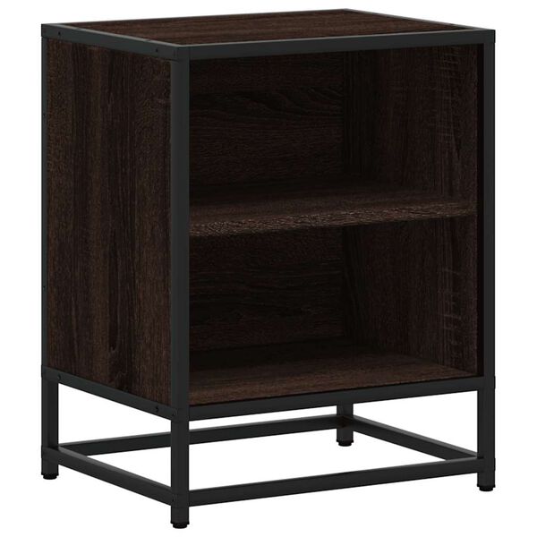 vidaXL Κομοδίνο καφέ δρυς 40x31x50 cm Κατασκευασμένο ξύλο και μέταλλο