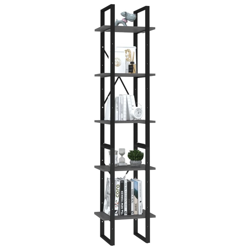 vidaXL Βιβλιοθήκη με 5 Ράφια Γκρι 40 x 30 x 175 εκ. από Επεξ. Ξύλο