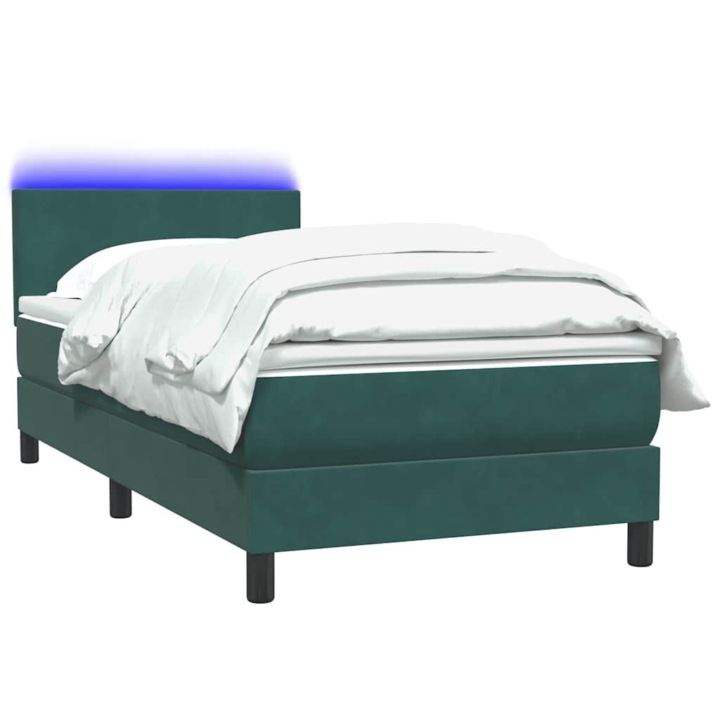 vidaXL Box Spring Κρεβάτι με στρώμα Σκούρο πράσινο 80x210 cm Velvet