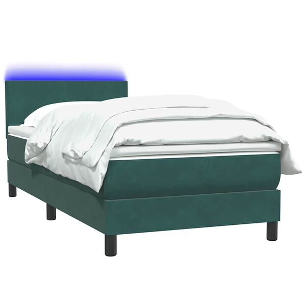 vidaXL Box Spring Κρεβάτι με στρώμα Σκούρο πράσινο 80x210 cm Velvet