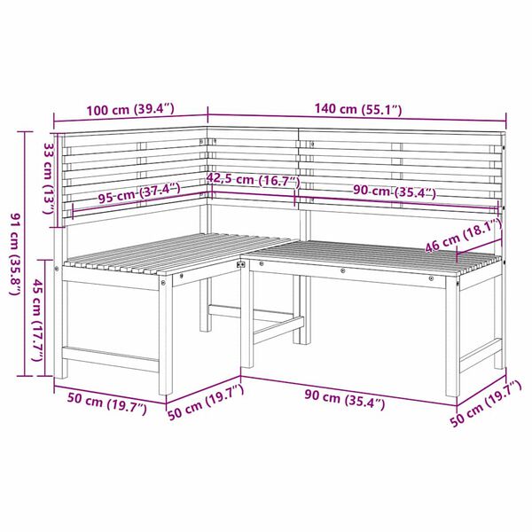 vidaXL Σετ Παγκάκι Κήπου 4 pcs Καφέ Μασίφ ξύλο ακακίας