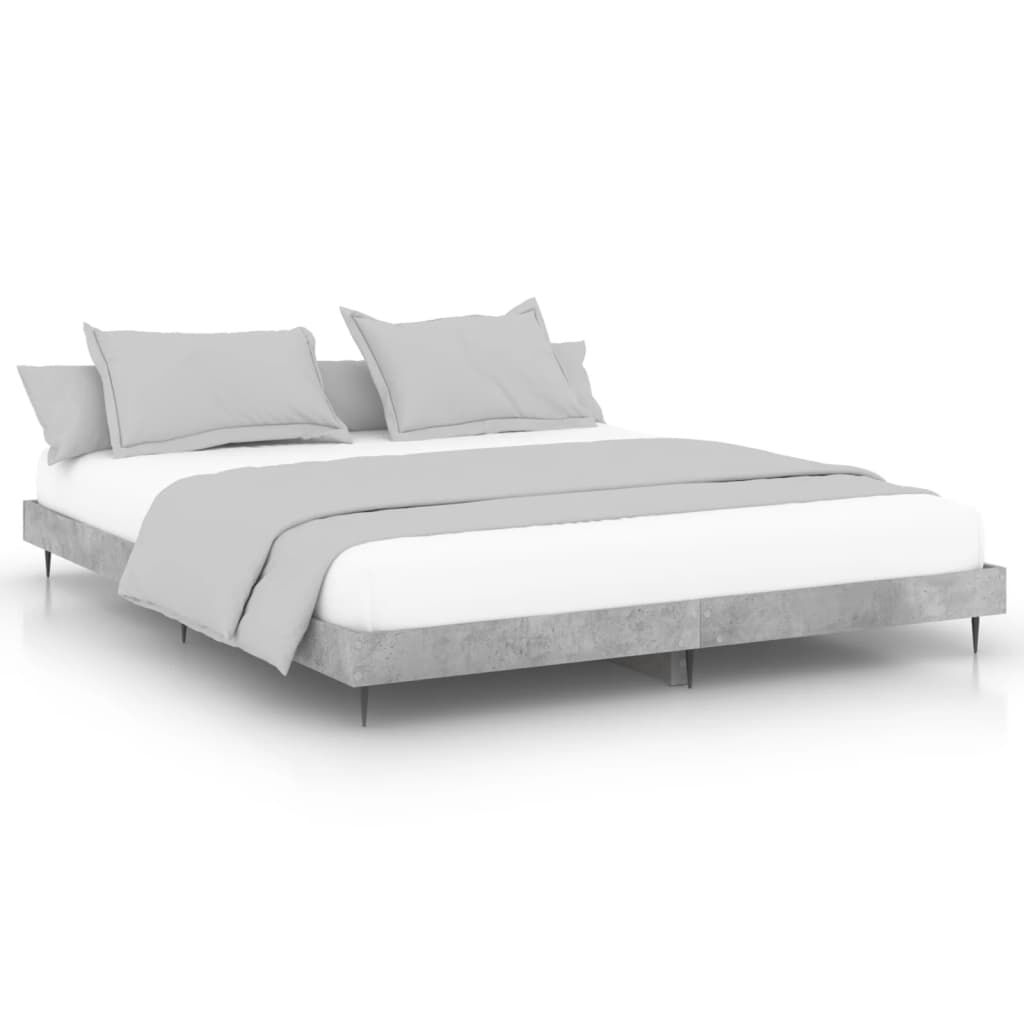 vidaXL Πλαίσιο Κρεβατιού Γκρι Σκυροδέματος 140x200 εκ. Επεξεργ. Ξύλο