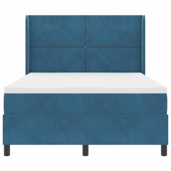 vidaXL Κρεβάτι Box Spring LED με Στρώμα Μπλε 140 x 200 cm Βελούδο