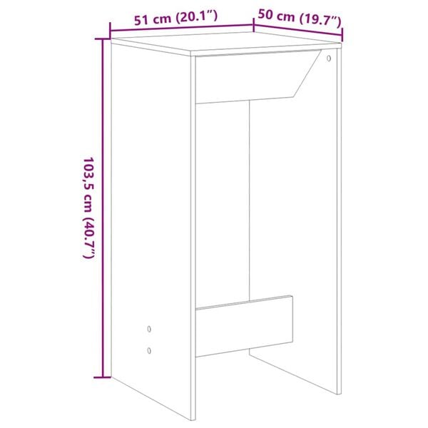 vidaXL Τραπέζι μπαρ Μαύρη Οξυά 51 x 50 x 103.5 εκ. Επεξεργασμένο ξύλο