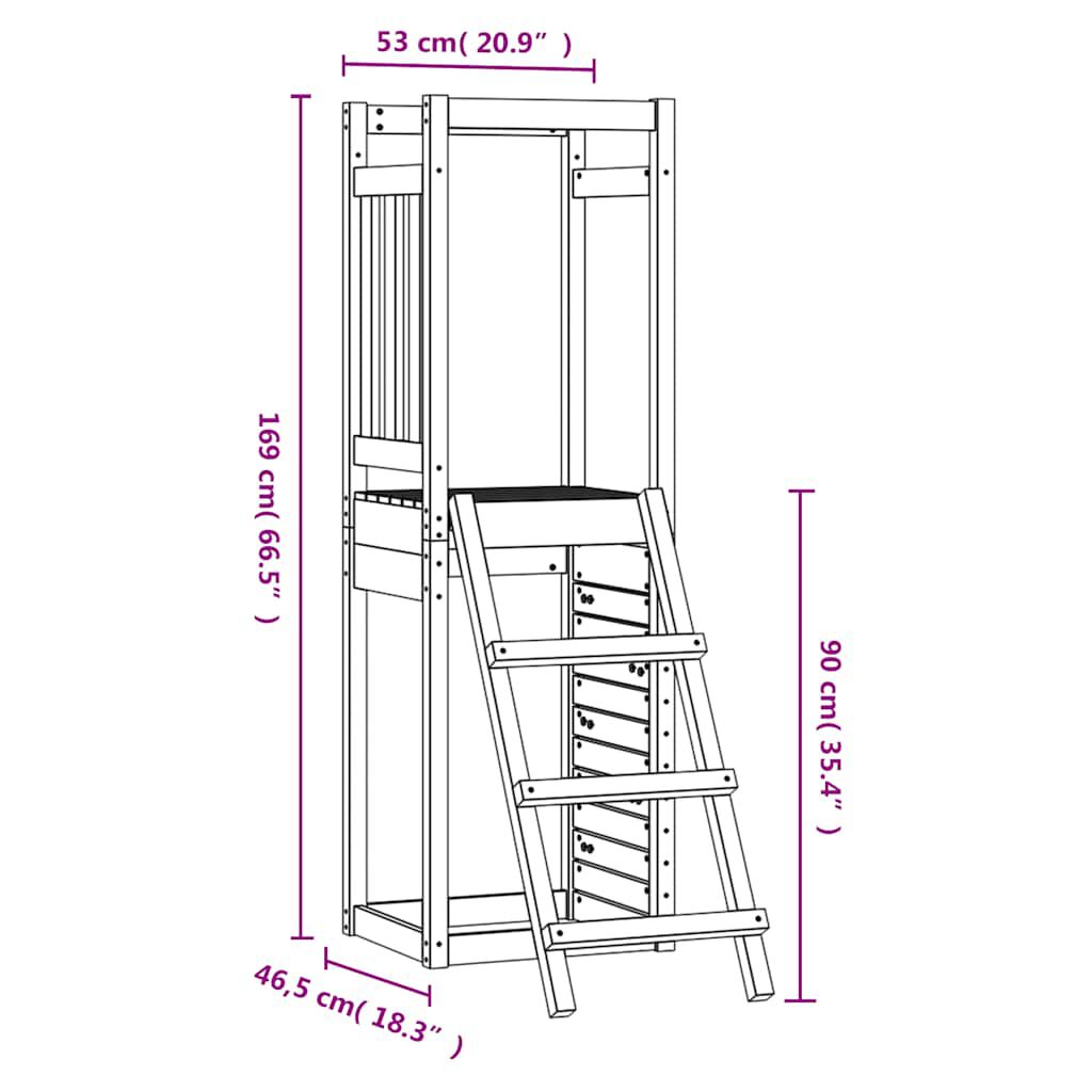 vidaXL Παιδική Χαρά Εξωτ. Χώρου 53x46,5x169εκ Μασίφ Ξύλο Ψευδοτσούγκας