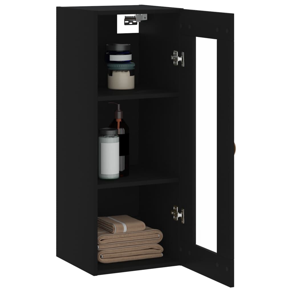 vidaXL Ντουλάπι Τοίχου Μαύρο 34,5x34x90 εκ.