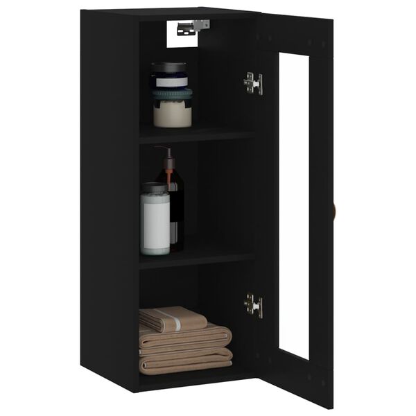 vidaXL Ντουλάπι Τοίχου Μαύρο 34,5x34x90 εκ.
